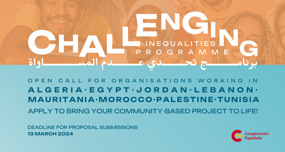 Abierta convocatoria para el programa Challenging Inequalities en los países del Mediterráneo de la Fundación Anna Lindh